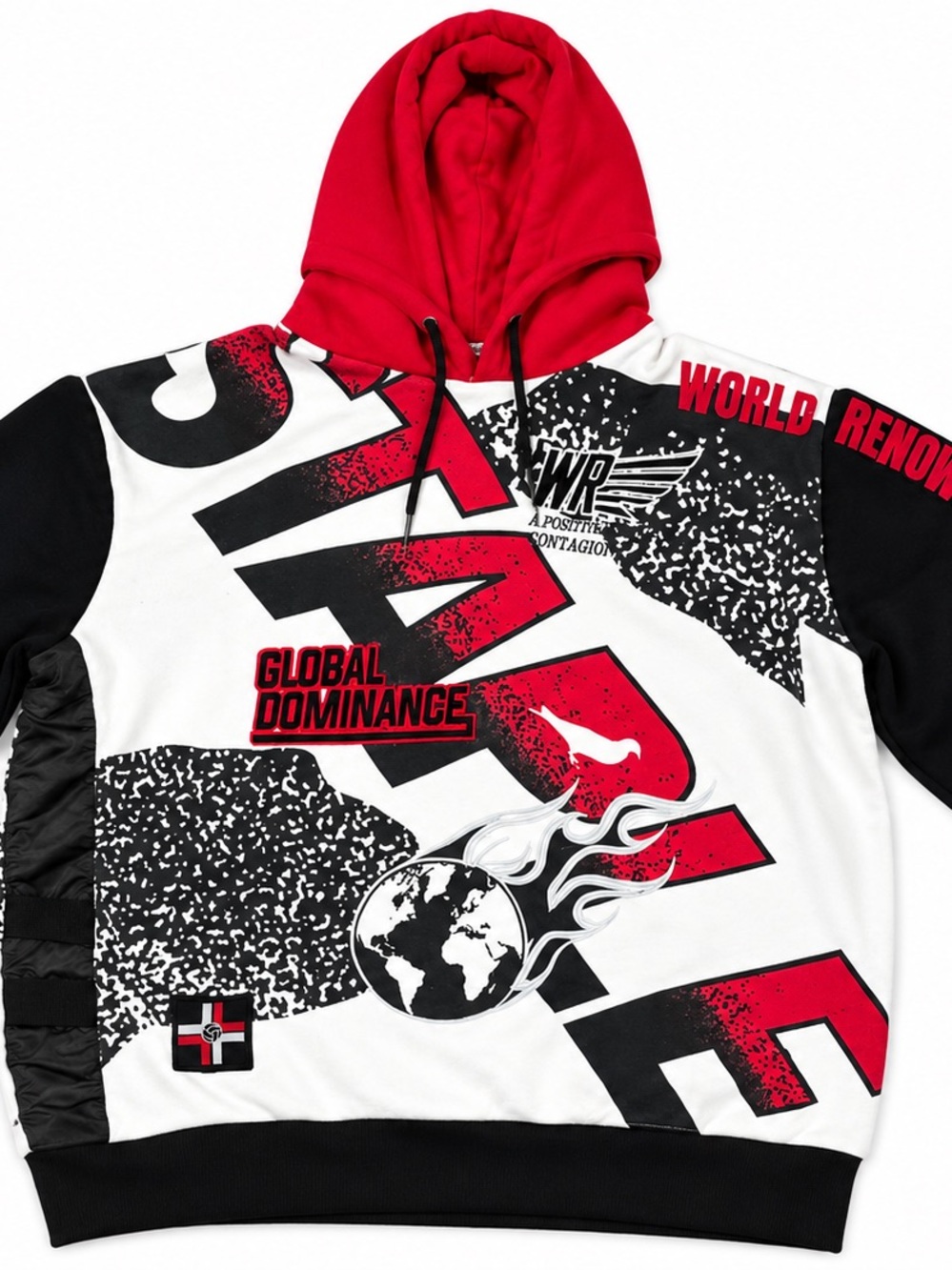 STAPLE Pigeon Global Dominance Hoodie Mens 2XL Black Red White Streetwear